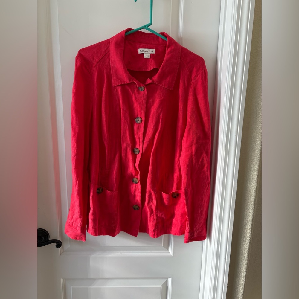 Coldwater Creek 100% Linen Pink Button Front Shirt Jacket – Women’s Size 12